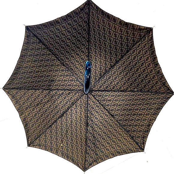 Rare FENDI Zucca Umbrella Special Edition W/Exclusive Roma 1925 Webbing Monogram - Picture 3 of 16